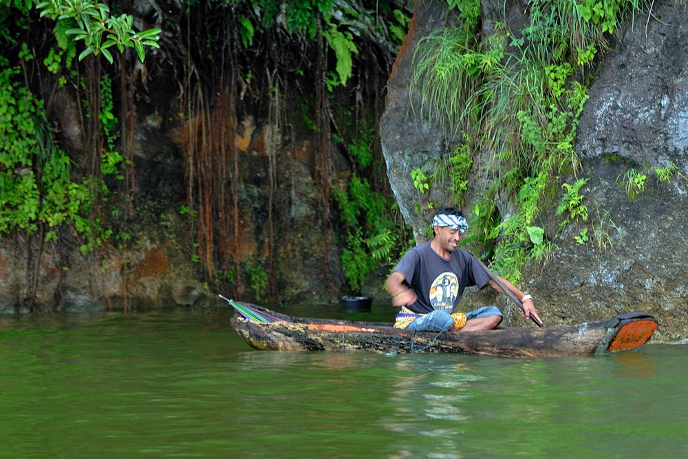 Other Bali Aga fisherman in his log-boat
