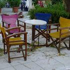 Out of Season Colourful Chairs at Kafeneion, Koroni