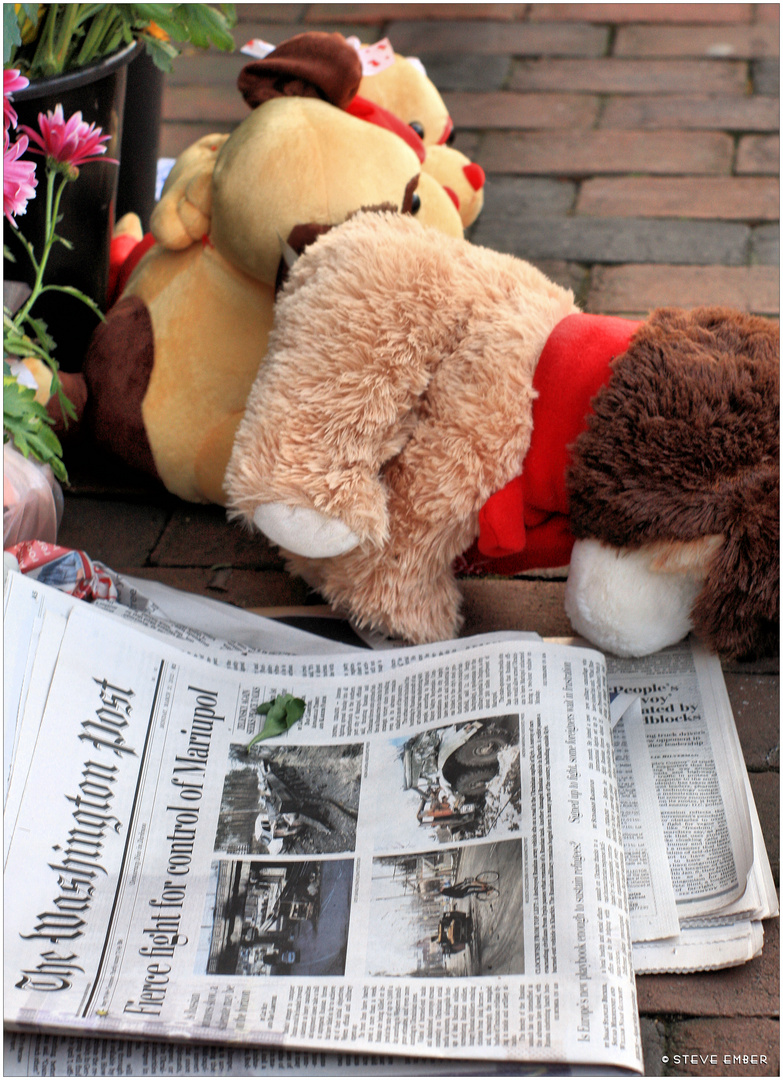 Outside the Ukrainian Embassy this afternoon...