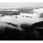 over the clouds in b/w