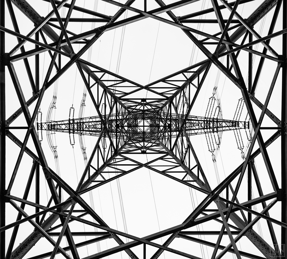 overhead transmission line  -look bottom up-