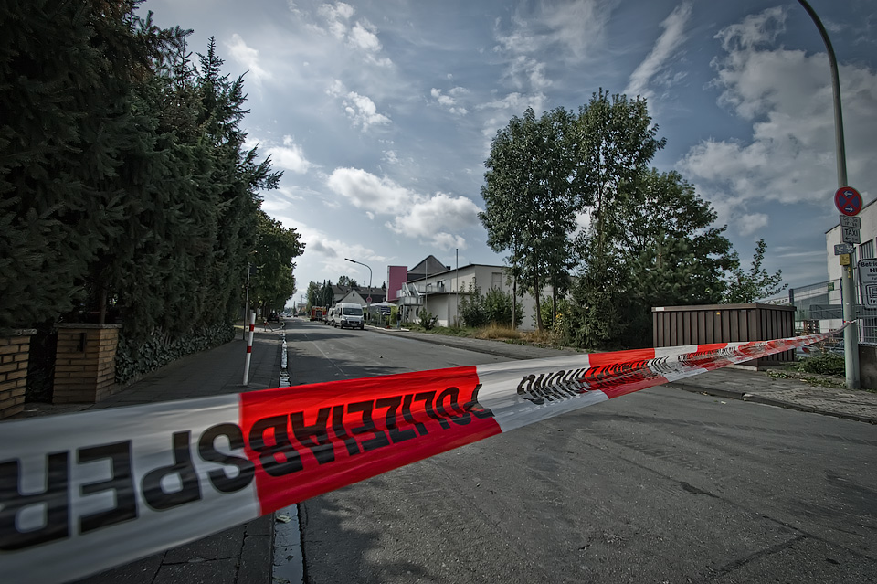 OX Palaise (Paderborn) abgebrannt - Polizeiabsperrung