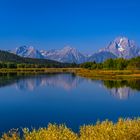 Oxbow Bend, Teton Range mit Mount Moran, Wyoming, USA