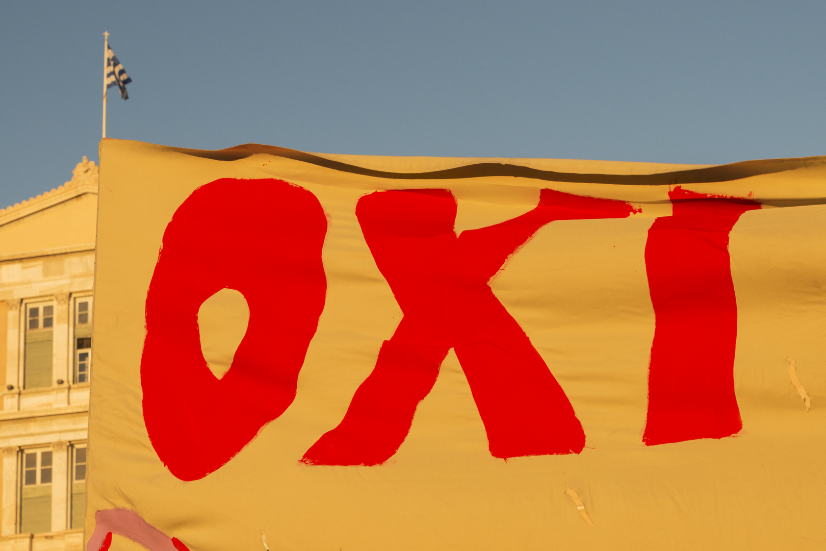 Oxi vor dem griechischen Parlament