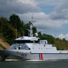 P 676 französisches Fischereipatrollienboot FLAMANT auf dem Nord-Ostsee-Kanal.