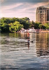 Paddleboarding in Golden Hour - A Washington Channel Moment