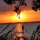 Paddler im Sonnenuntergang