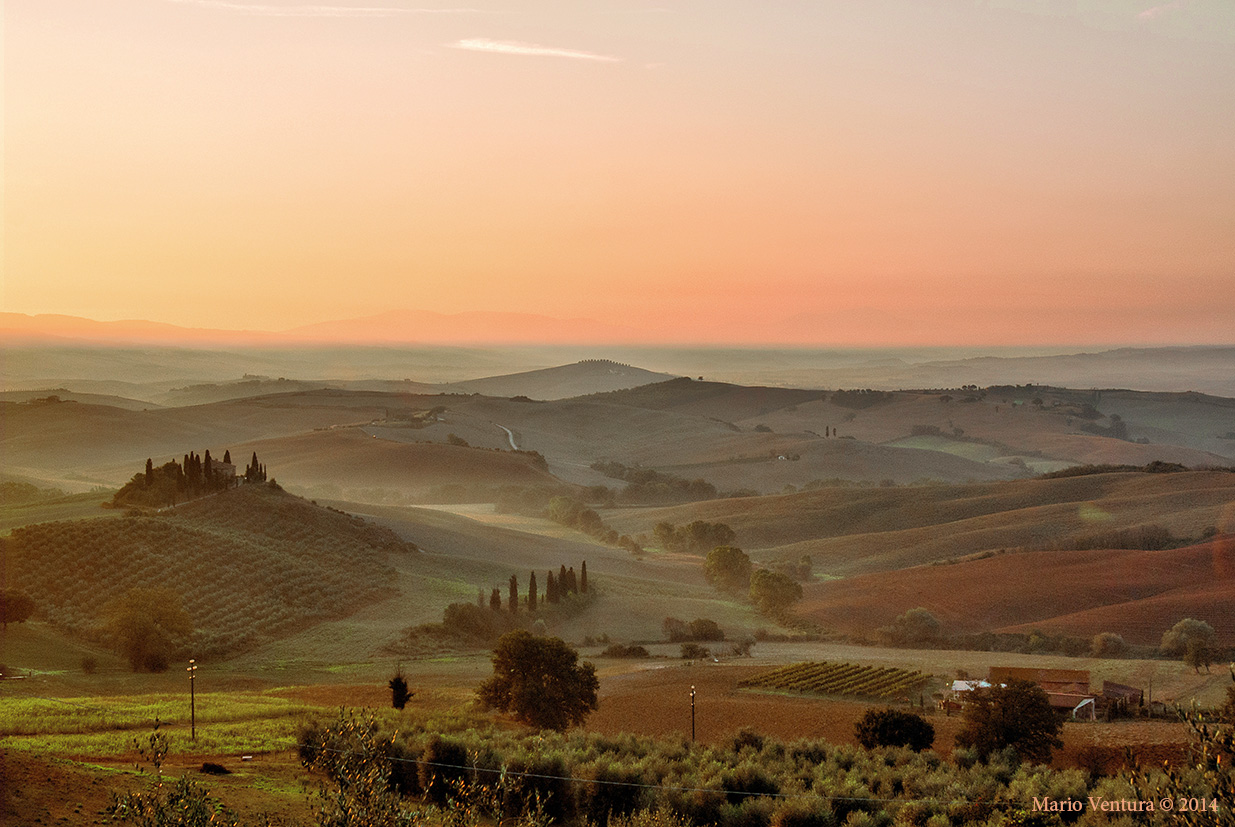 Paesaggio senese all'alba 