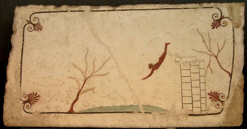 Paestum - Tomba del Tuffatore ,Bemaltes Kastengrab des 4.Jahrhunderts v.Chr.