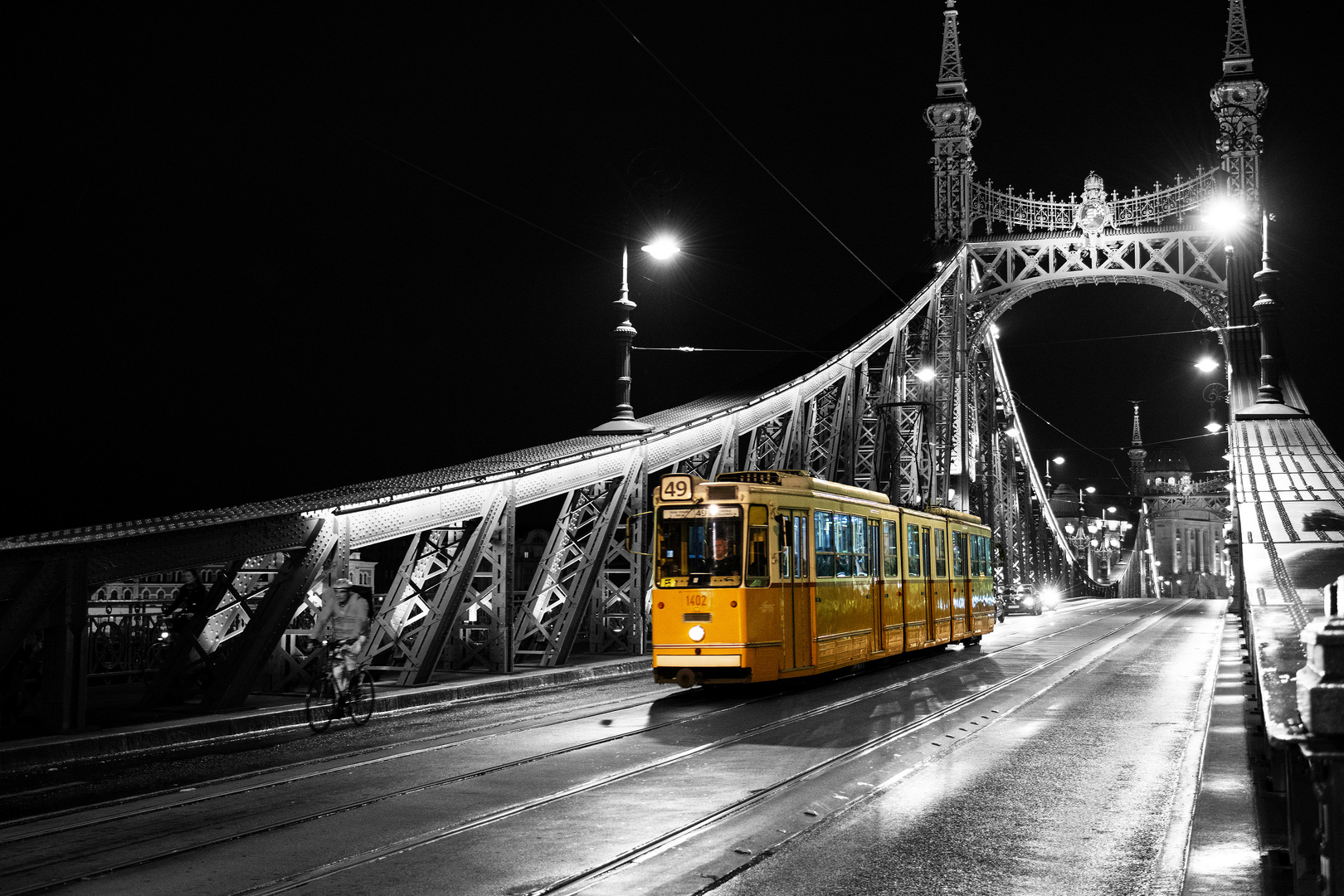 painted tram on freedom bridge