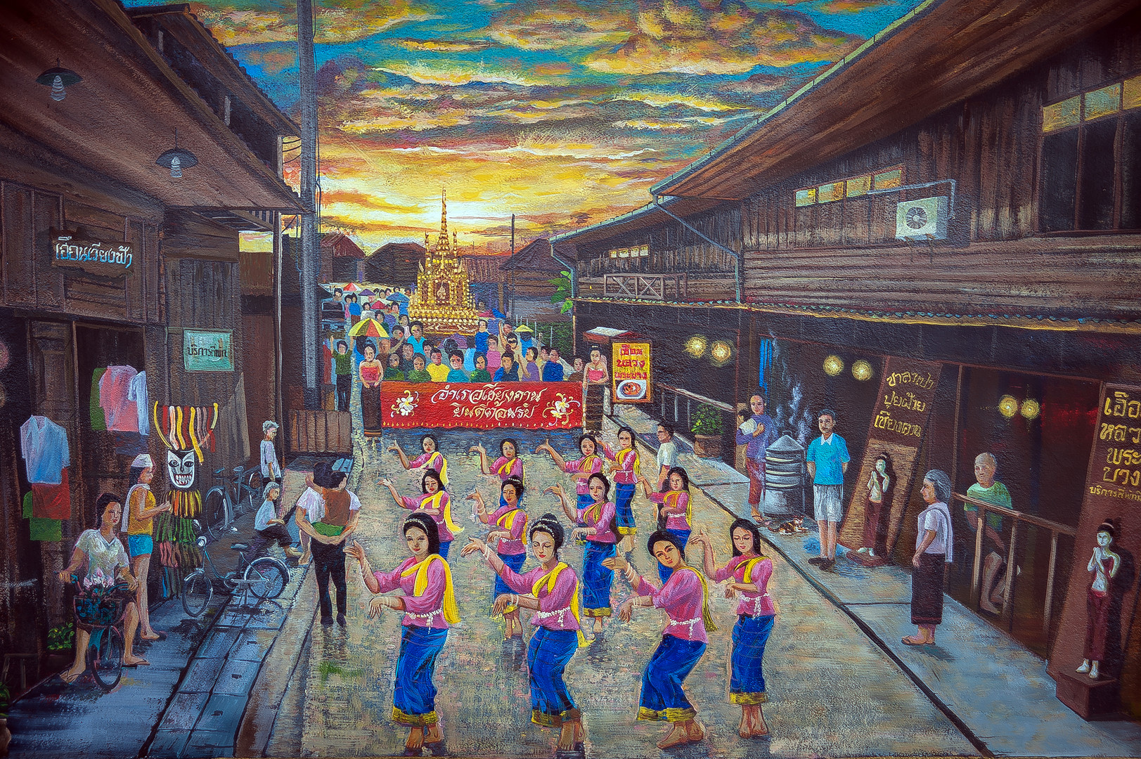 Painting in a restaurant in Chiang Khan