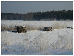 Paletten im Schnee