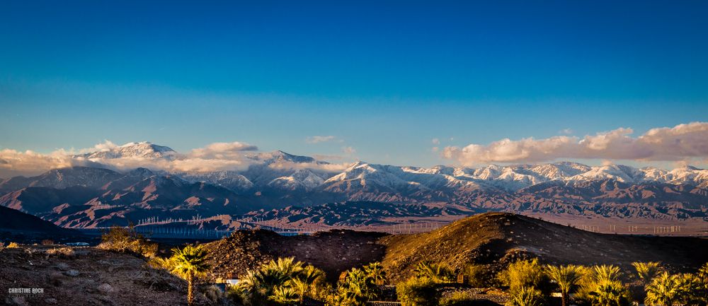 Palm Springs, California, Berge mit Schnee