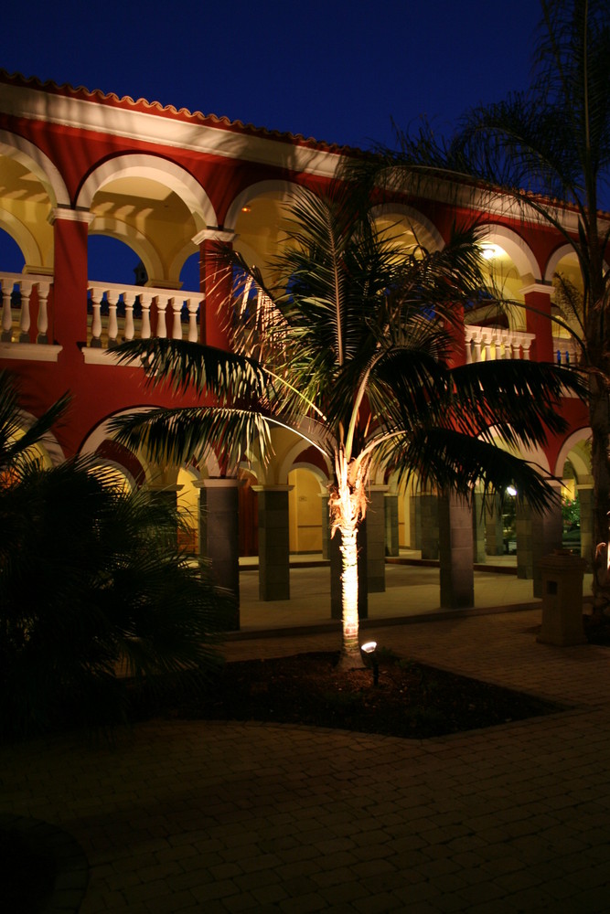 Palme vor dem "Kreuzgang" des Suitengebäude im Hotel Rio Calma