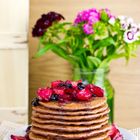 Pancakes with caramelized apples and blueberries