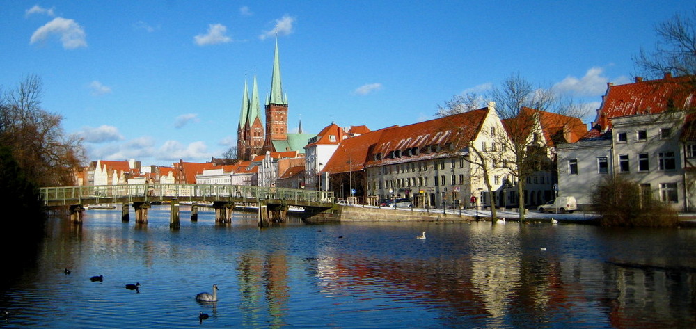 Panorama Ansicht Lübeck bei Schnee