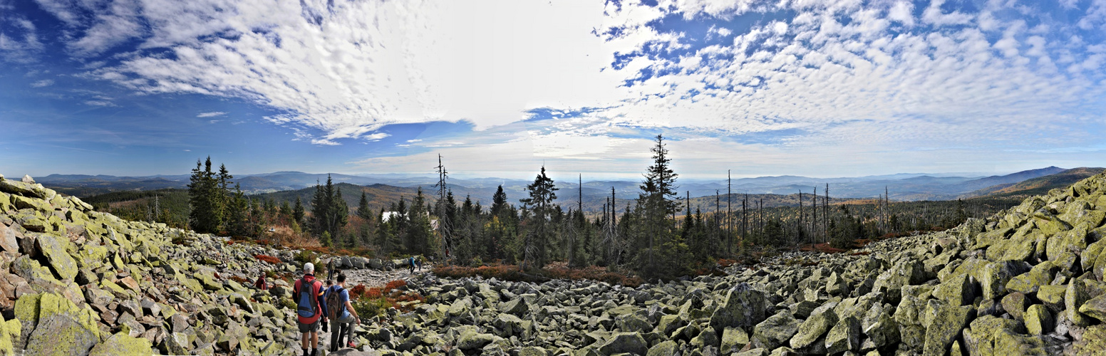 panorama: beim Abstieg zum Lusen Schutzhaus