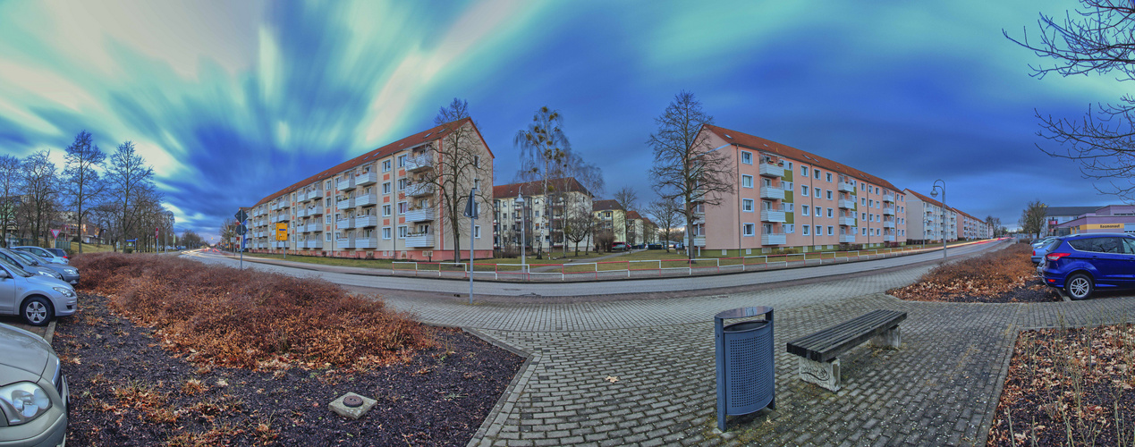 Panorama Berliner Str. zum Abend 