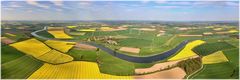 Panorama der Mittelweser zur Rapsblüte (aerial panorama)