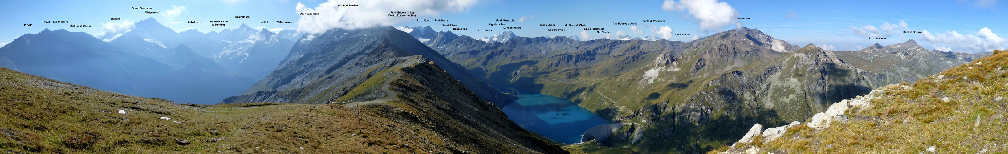 Panorama der Walliser Alpen vom Corne de Sorebois