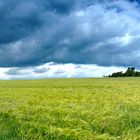 Panorama Feld, Wald, Wolken - Ein Gewitter zieht auf