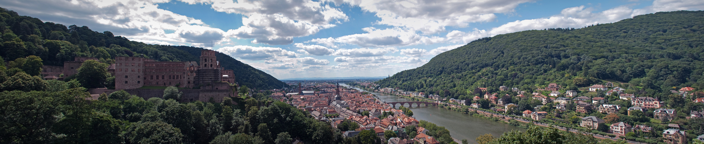 Panorama Heidelberg vom Schlossgarten aus