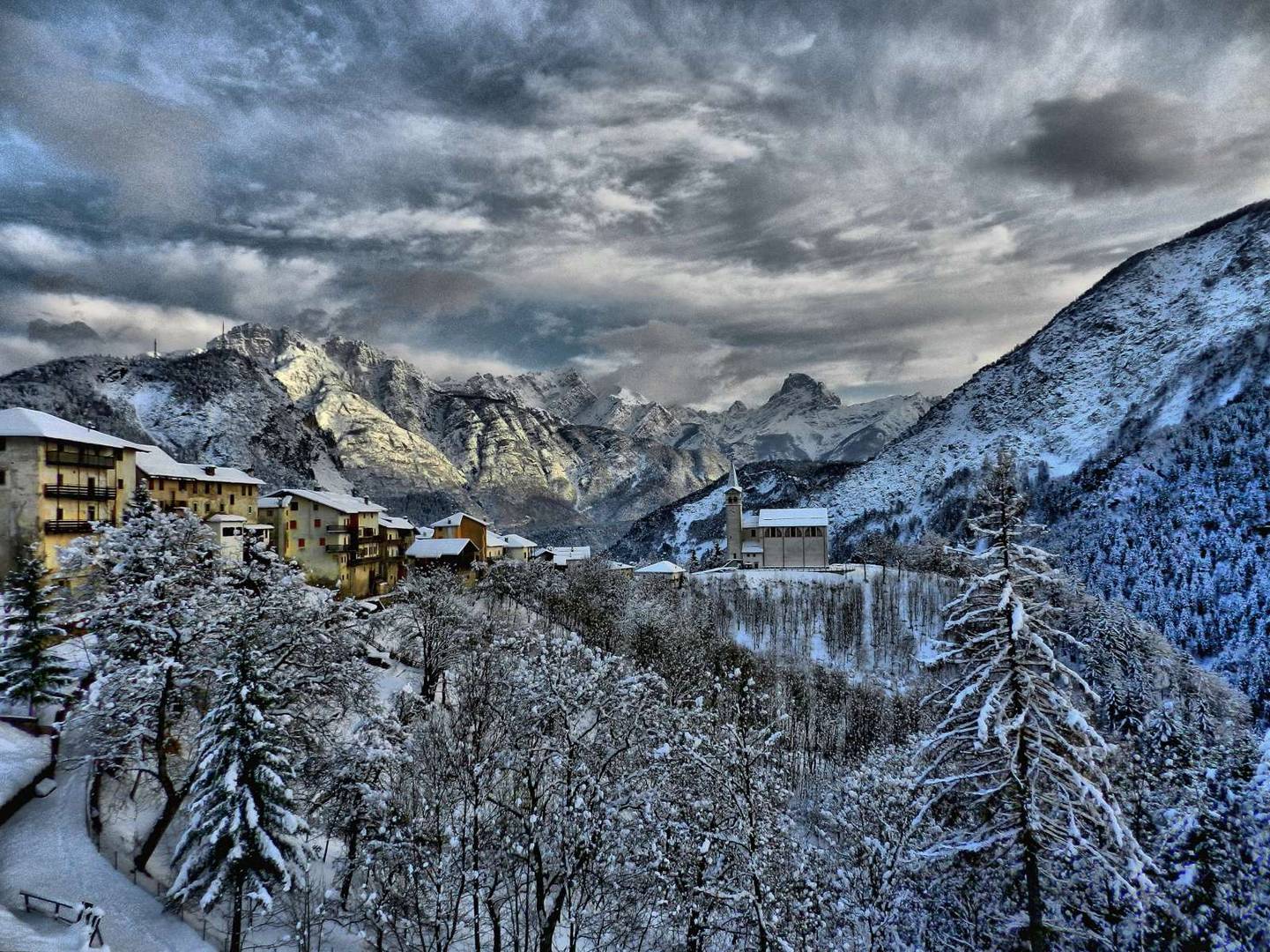 Panorama invernale di Valle di Cadore