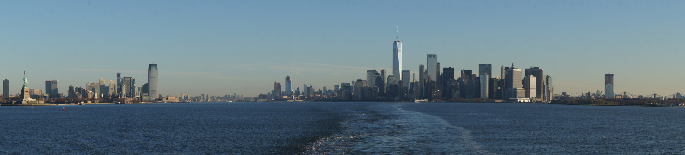 Panorama Manhattan, Satue of Liberty & Brooklyn Bridge