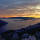 Panorama mit dem Schloss Waldeck in der goldenen Stunde.