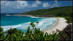 Panorama of Grand Anse, La Digue Island, Seychelles