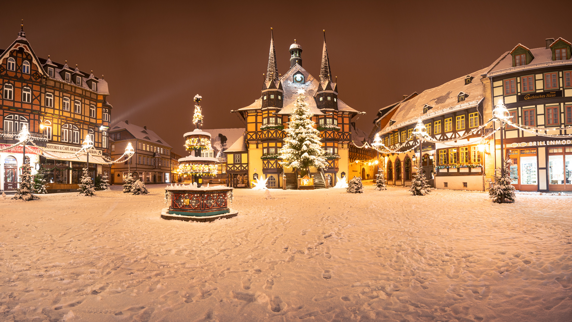 Panorama Rathaus Wernigerode im Winter