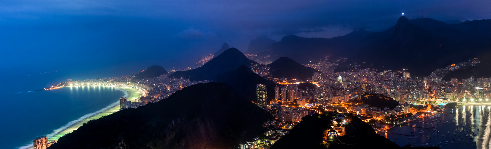 Panorama Rio; Pano; Panorama, Nachtaufnahme