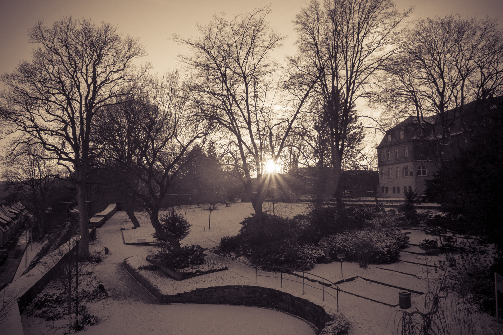 Panorama, Schlossgarten in Siegen, Winter 2012