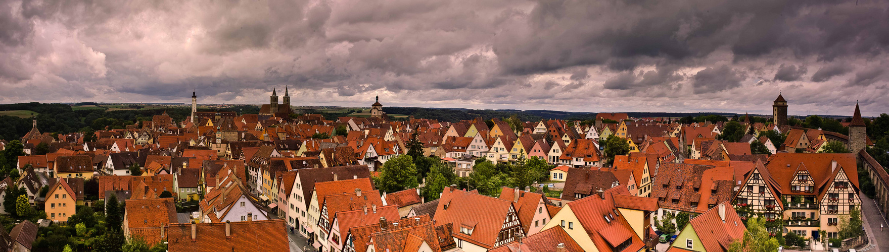 Panorama über Rothenburg vom Röderturm aus