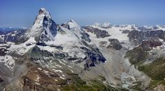 Panorama vom Matterhorn - Dent d' Herens - Mt. Blanc zum Grand Combin