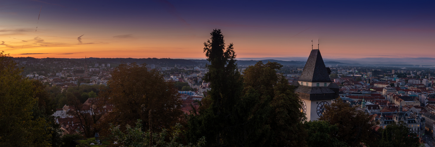 Panorama vom Schlossberg in Graz