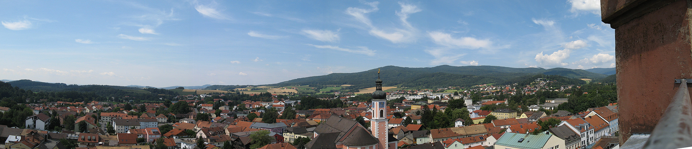 Panorama vom Stadtturm der Stadt Furth im Wald