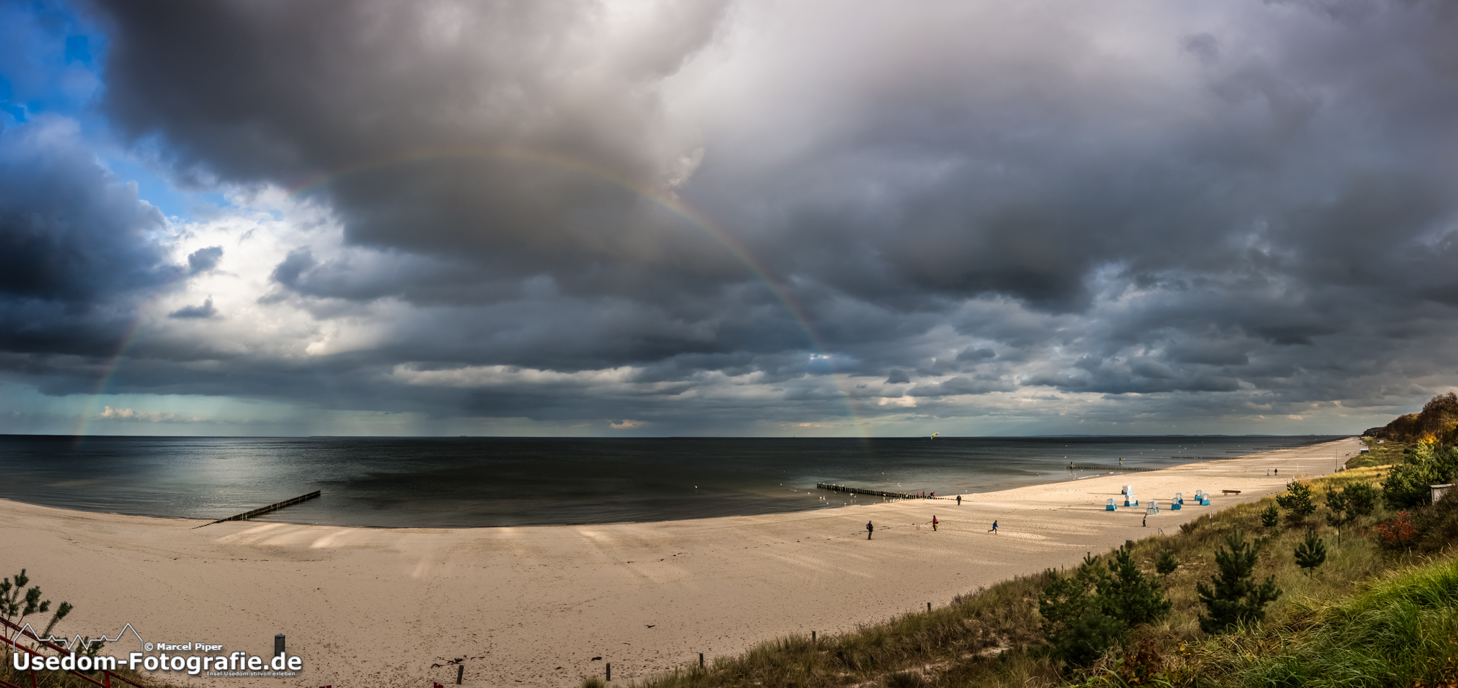 Panorama vom Strand Ückeritz mit Regenbogen 29.10.2013