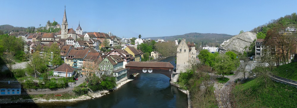 Panorama von Baden im ersten Frühlings Grün