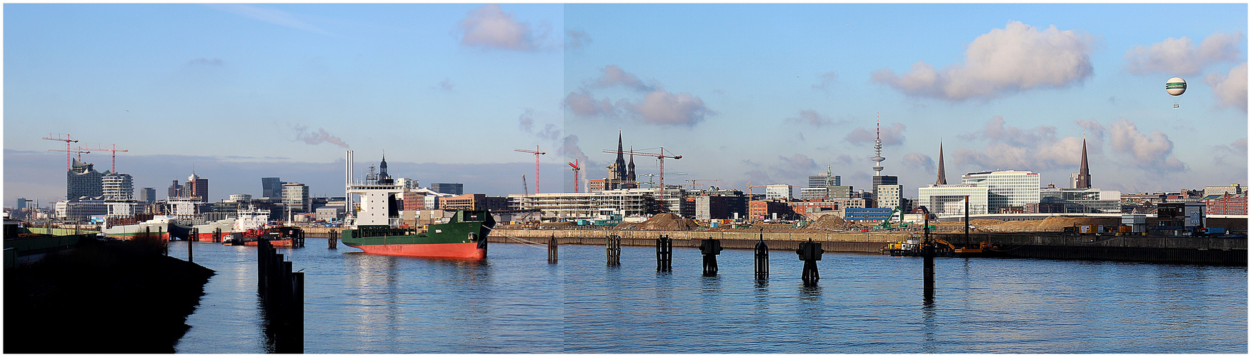 Panorama von Hamburg von den Elbbrücken aus