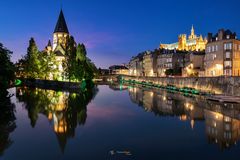 Panorama von "Temple Neuf" bis zur "Cathedrale de Metz" an der Mosel