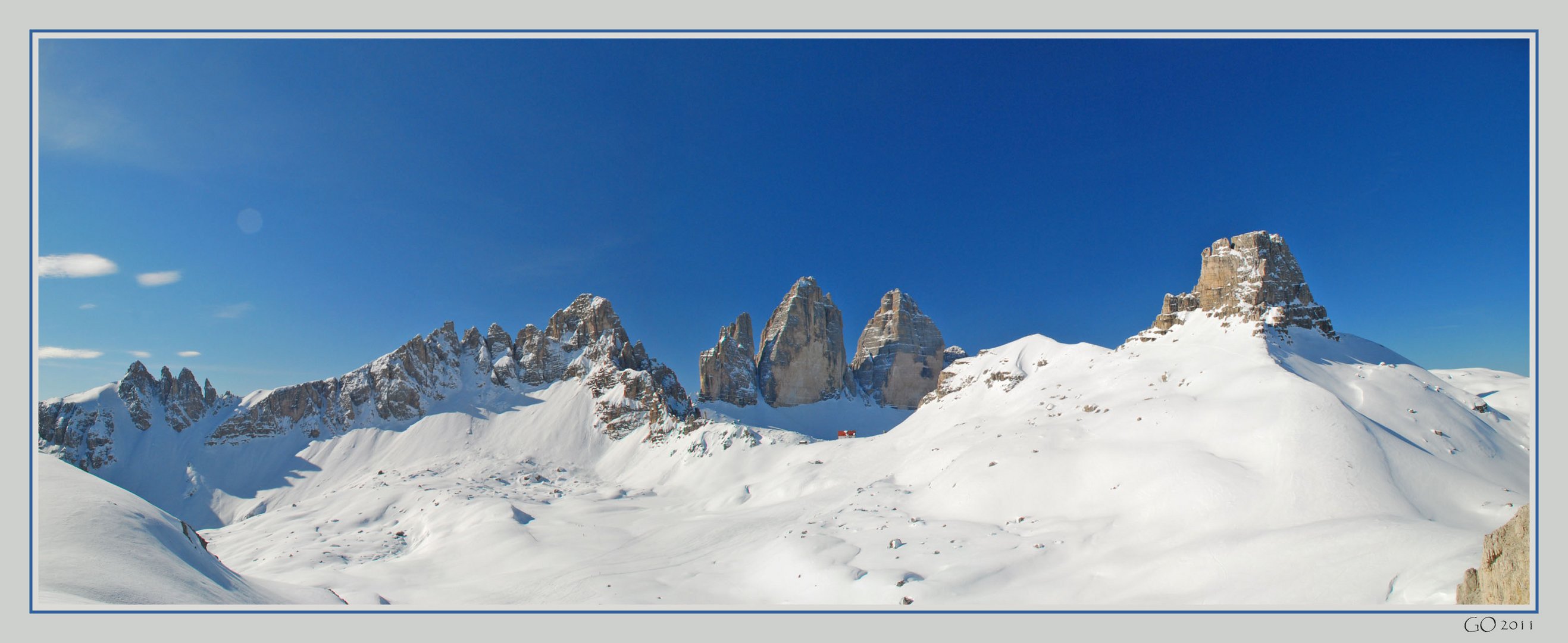 Panoramaaufnahme der Drei Zinnen