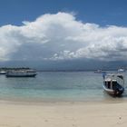 Panoramaaufnahme des Strandes von Gili Trawangan