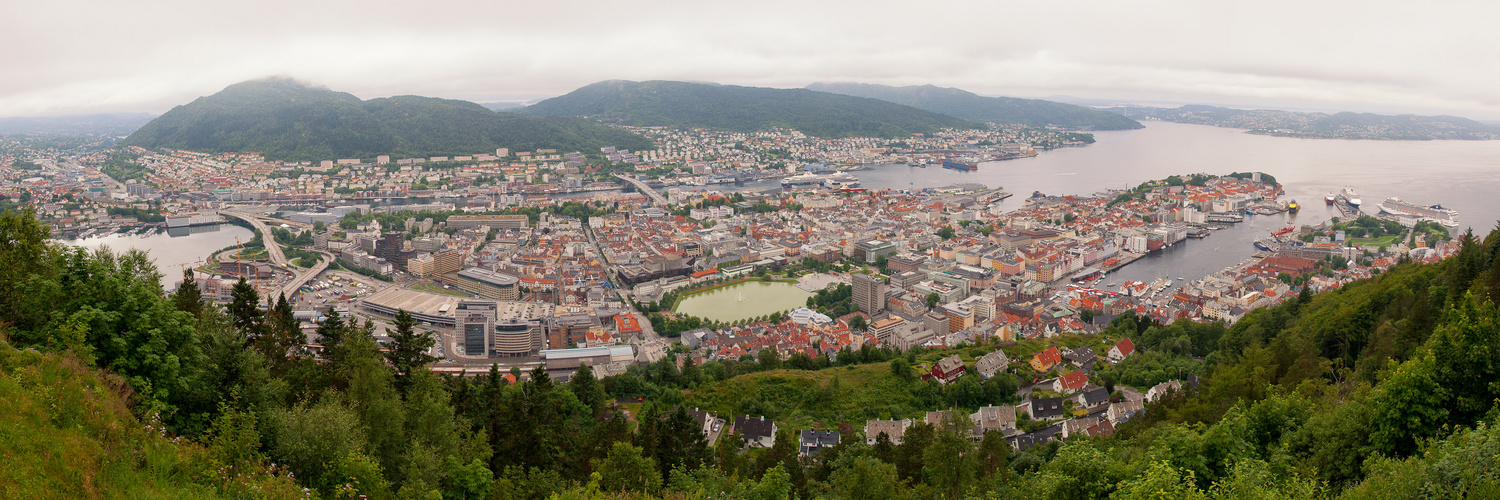 Panoramaaufnahme von Bergen in Norwegen