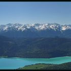 Panoramablick vom Herzogstand (1731 m) auf den Walchensee