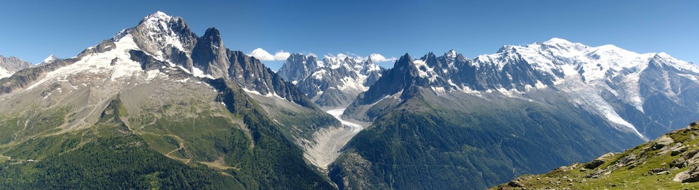 Panorámica del macizo del Mont Blanc