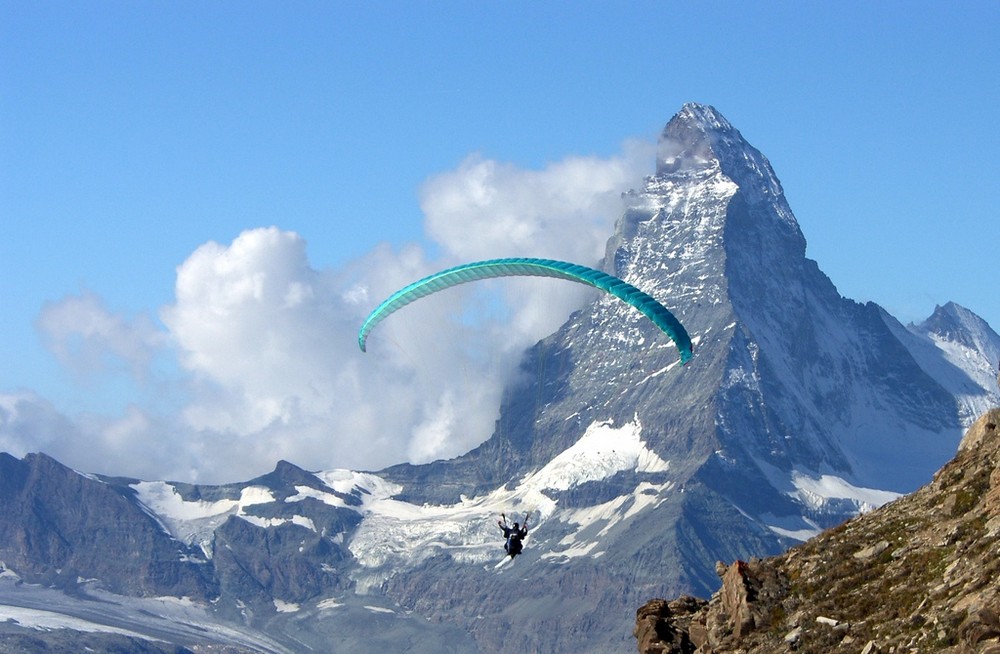 Paraglider under the Matterhorn