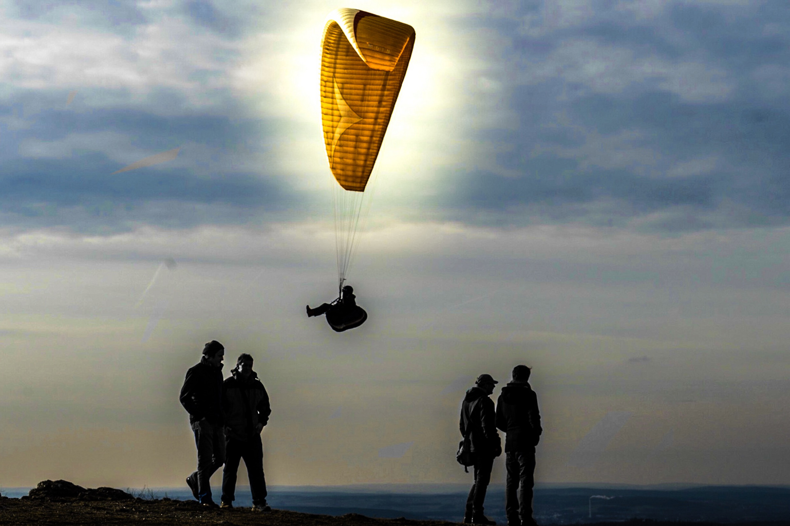 Paragliding in the evening
