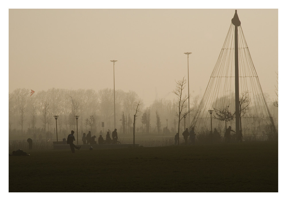 Parco S.Giuliano Venezia : tramonto nella nebbia