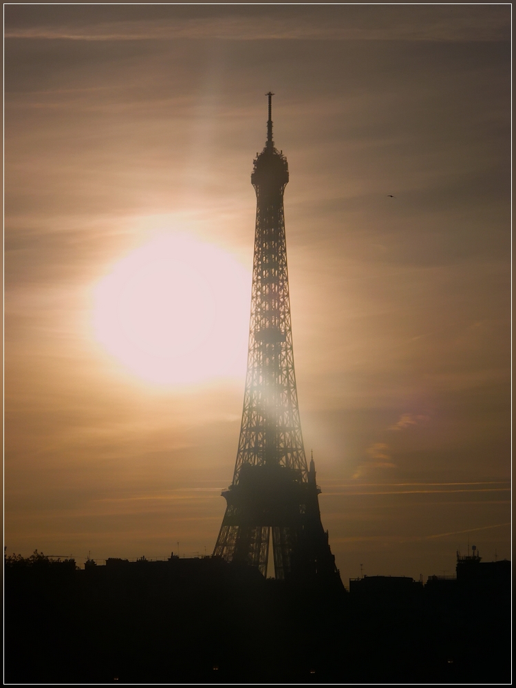 paris, eiffel tower at night - only illuminated by the sun :-)